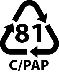 litery C/PAP i numer 81 w trójkącie utworzonym ze strzałek